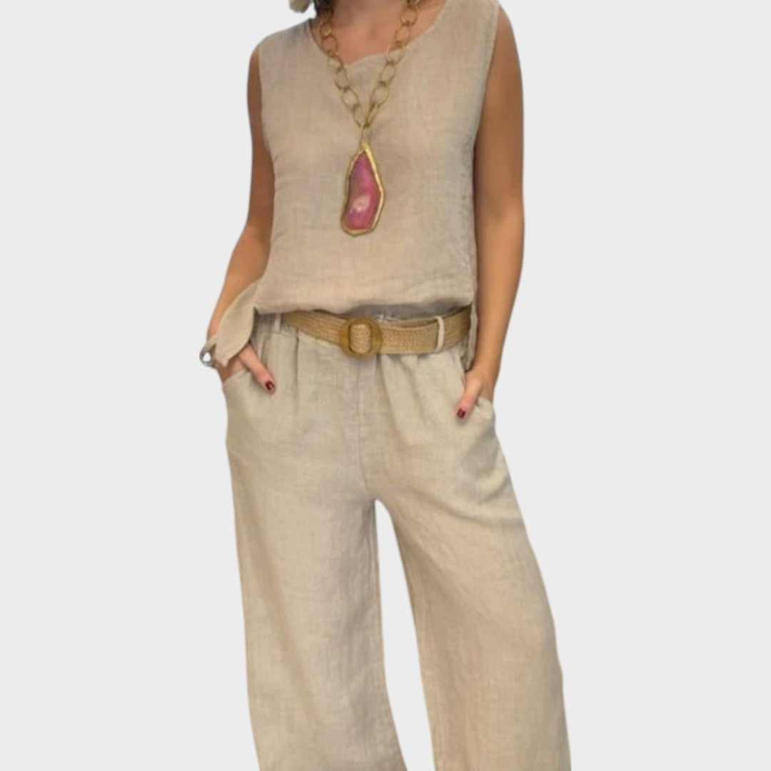 Grace™ | Irmelie – Sleeveless Linen Set with Relaxed Waist