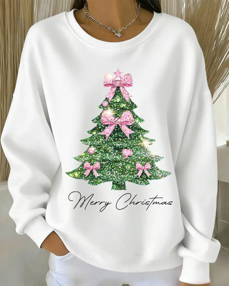Grace™ - Round Neck Long Sleeve Christmas Print Sweatshirt