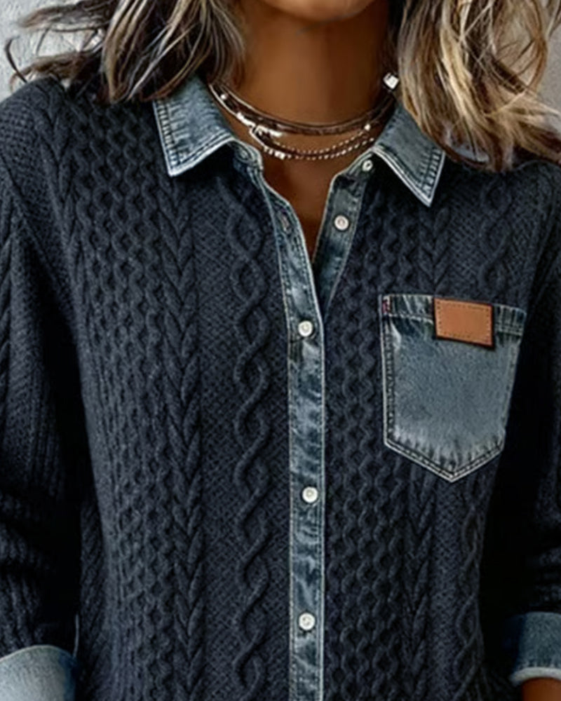 Grace™ - Shirt with Long Sleeves and Denim Details