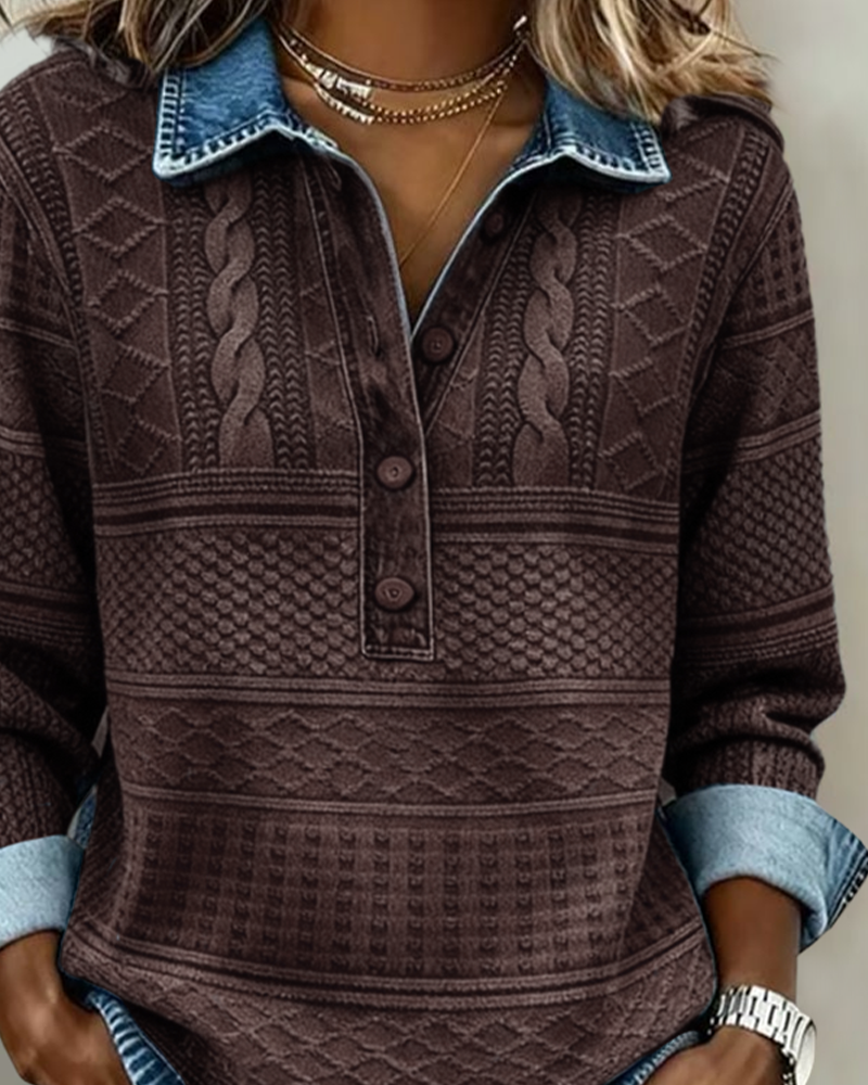 Grace™ - Trendy Sweatshirt with Half Button and Collar