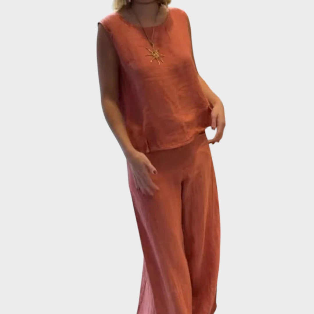 Grace™ | Irmelie – Sleeveless Linen Set with Relaxed Waist