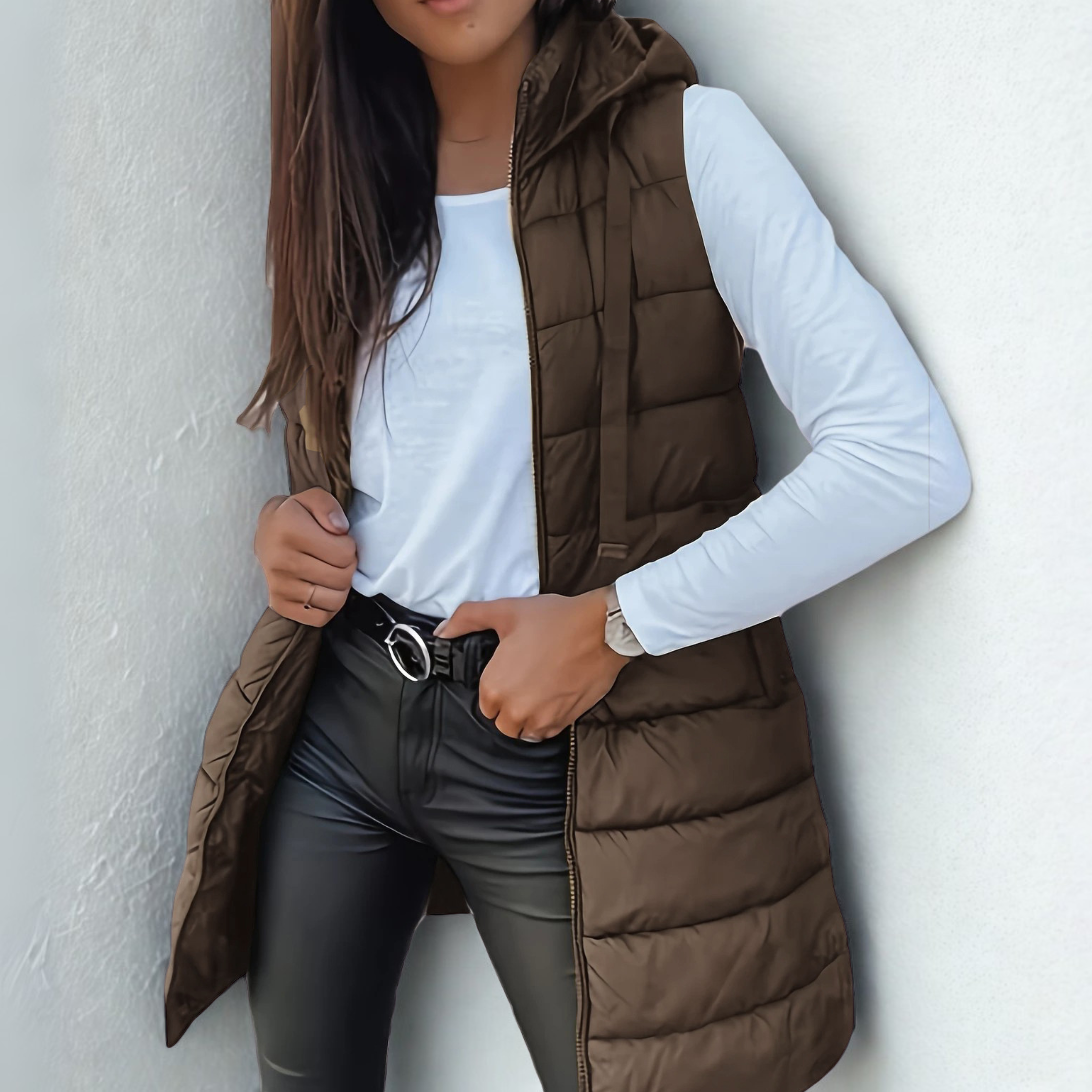 Grace™ - Casual Sleeveless Hood Long Puffer Vest