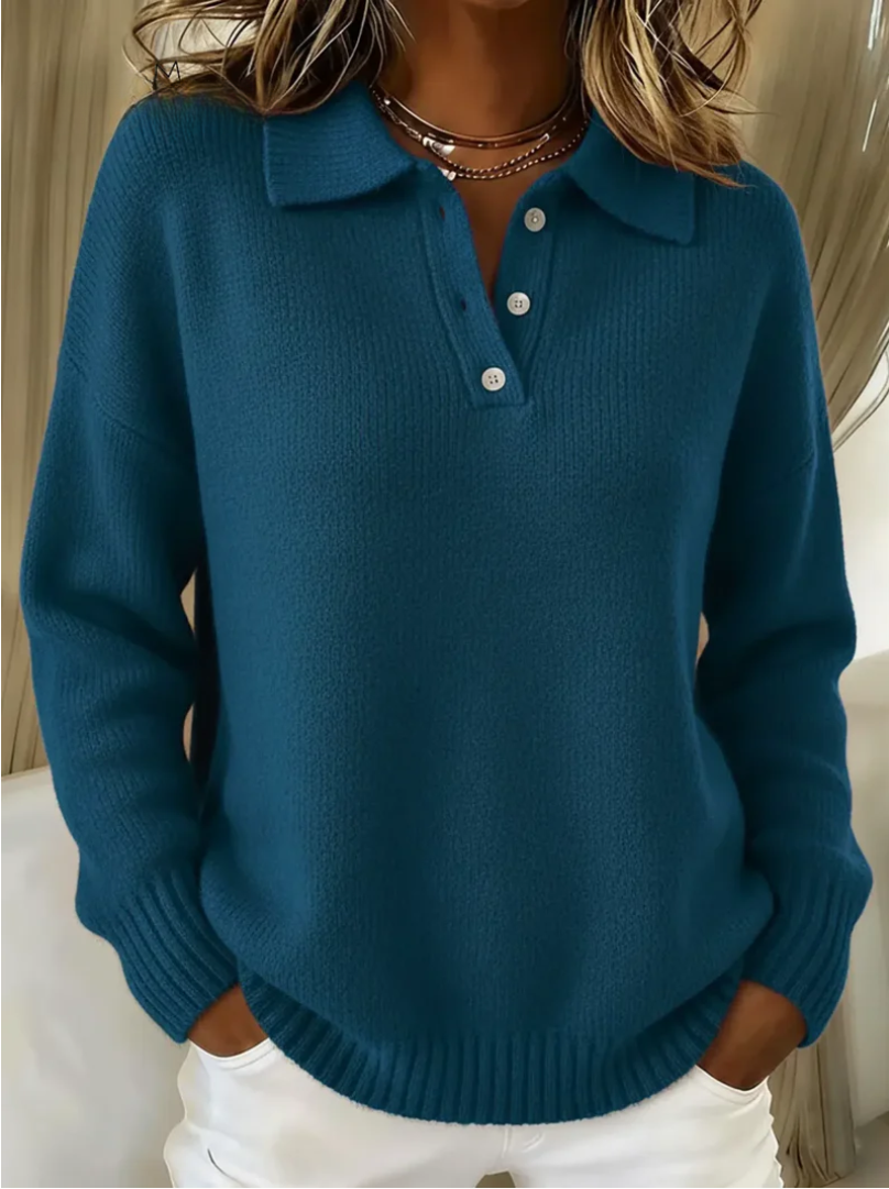 Grace™ - Soft Knit Polo Sweater