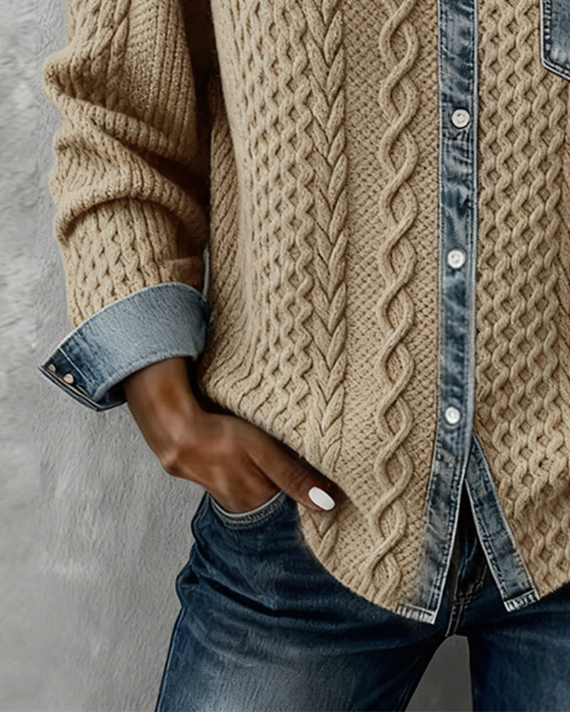 Grace™ - Shirt with Long Sleeves and Denim Details