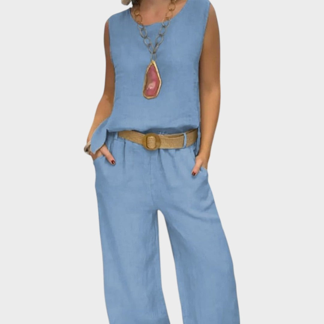 Grace™ | Irmelie – Sleeveless Linen Set with Relaxed Waist