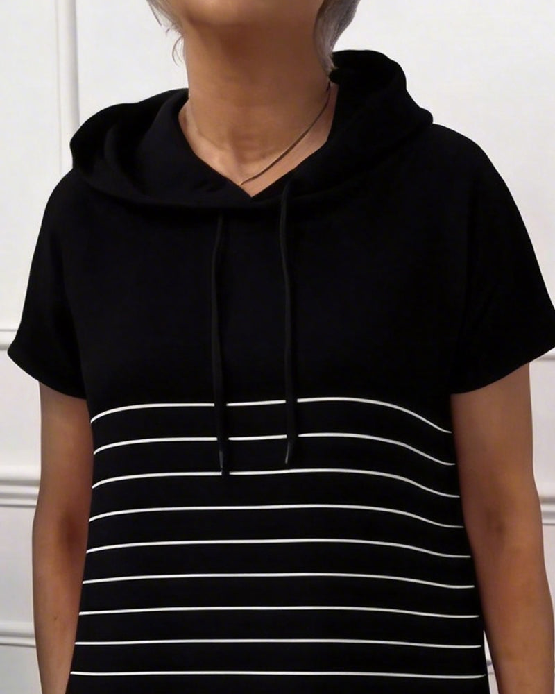 Grace™ - Women's Hooded Striped Comfortable Casual Dress for Everyday