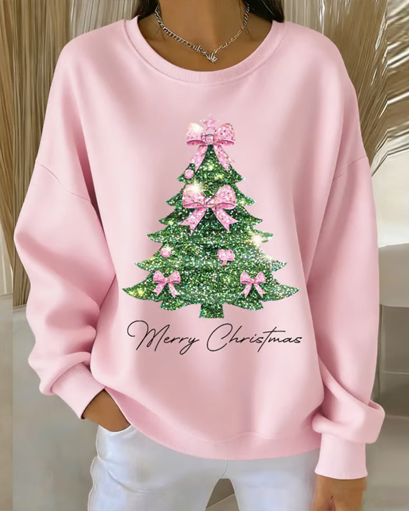 Grace™ - Round Neck Long Sleeve Christmas Print Sweatshirt