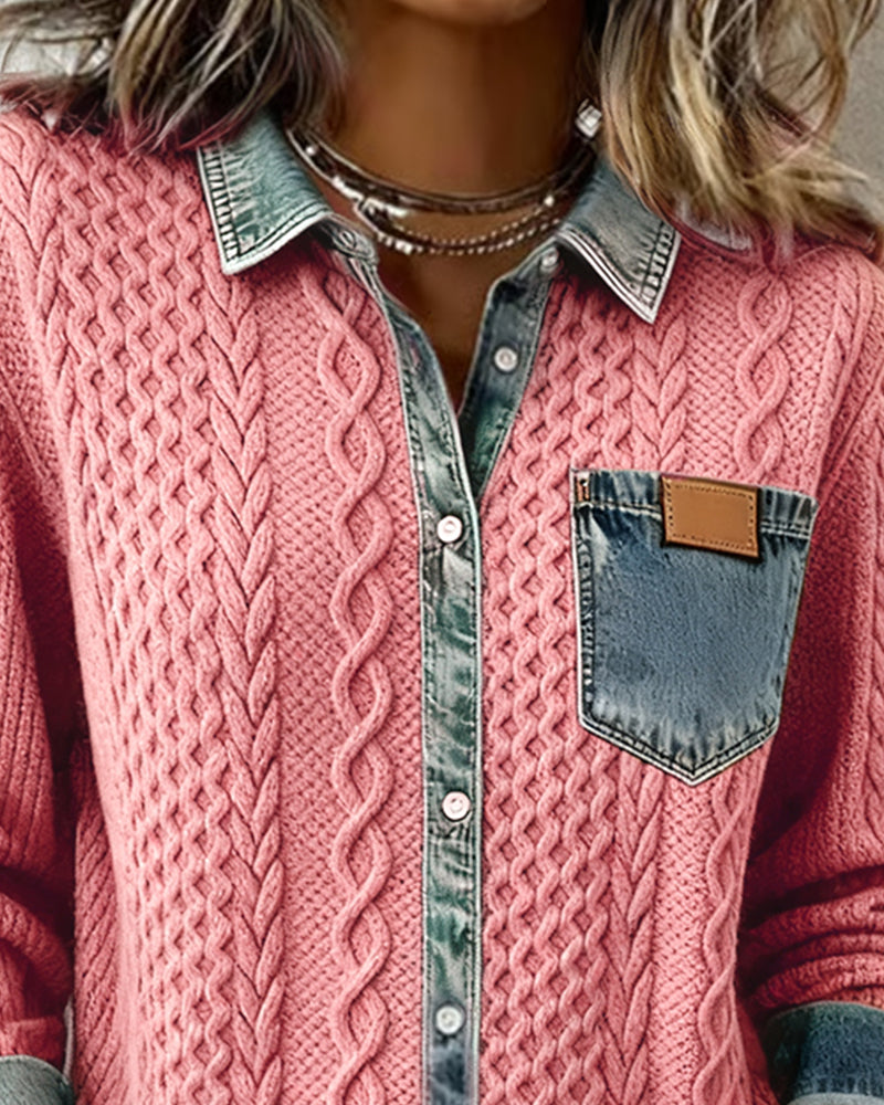 Grace™ - Shirt with Long Sleeves and Denim Details