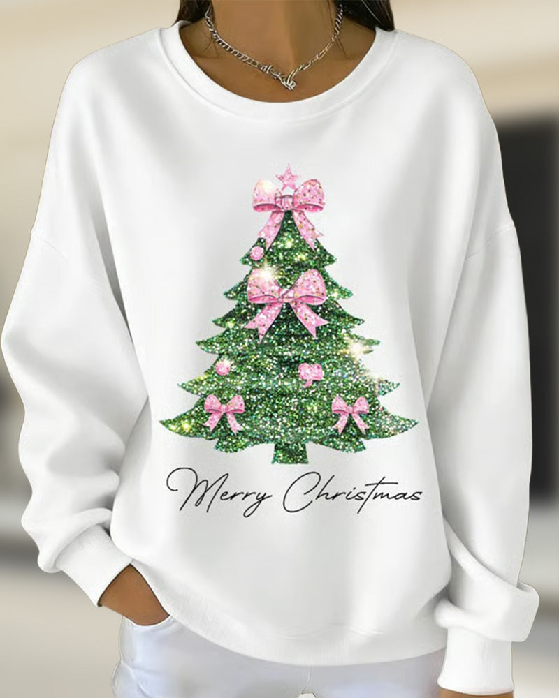 Grace™ - Round Neck Long Sleeve Christmas Print Sweatshirt