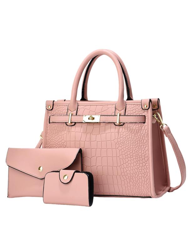 Grace™ - Crocodile Embossed PU Leather Large Capacity Handbag Set