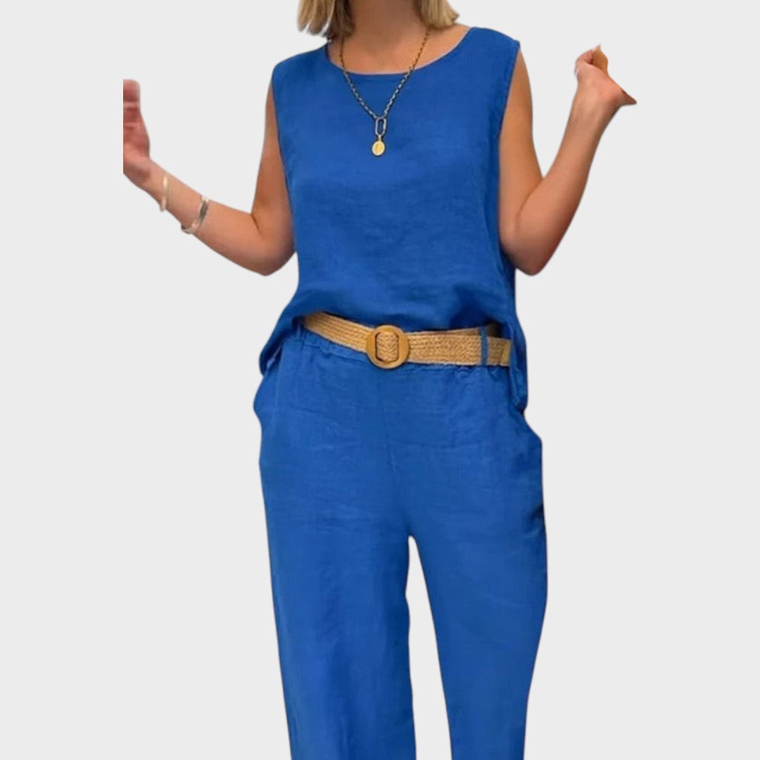 Grace™ | Irmelie – Sleeveless Linen Set with Relaxed Waist