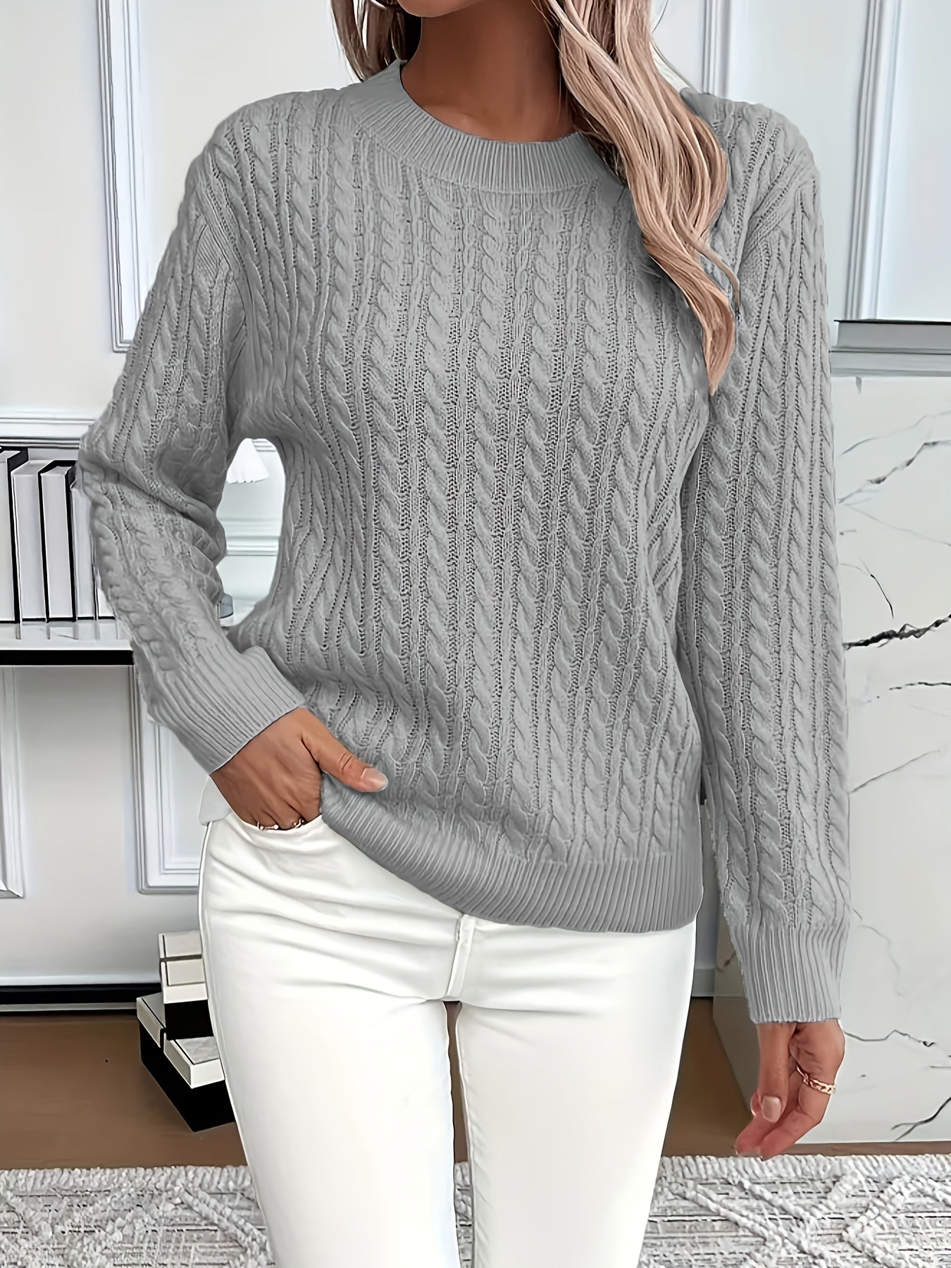 Grace™ - Elegant warm cable knit sweater
