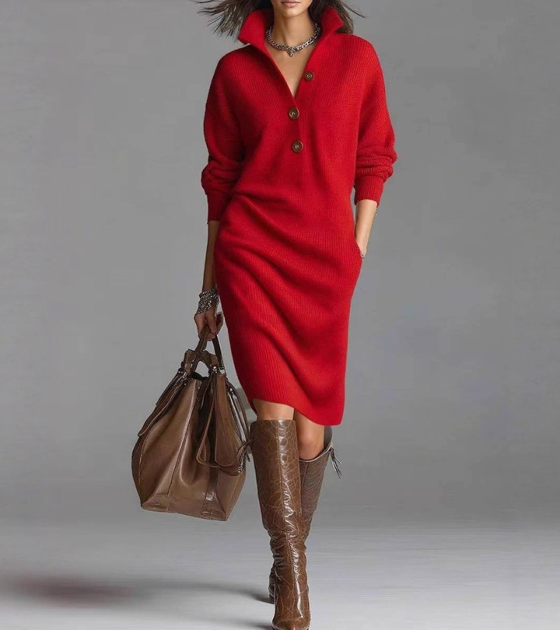 Grace™ - Knitted Midi Sweater Dress