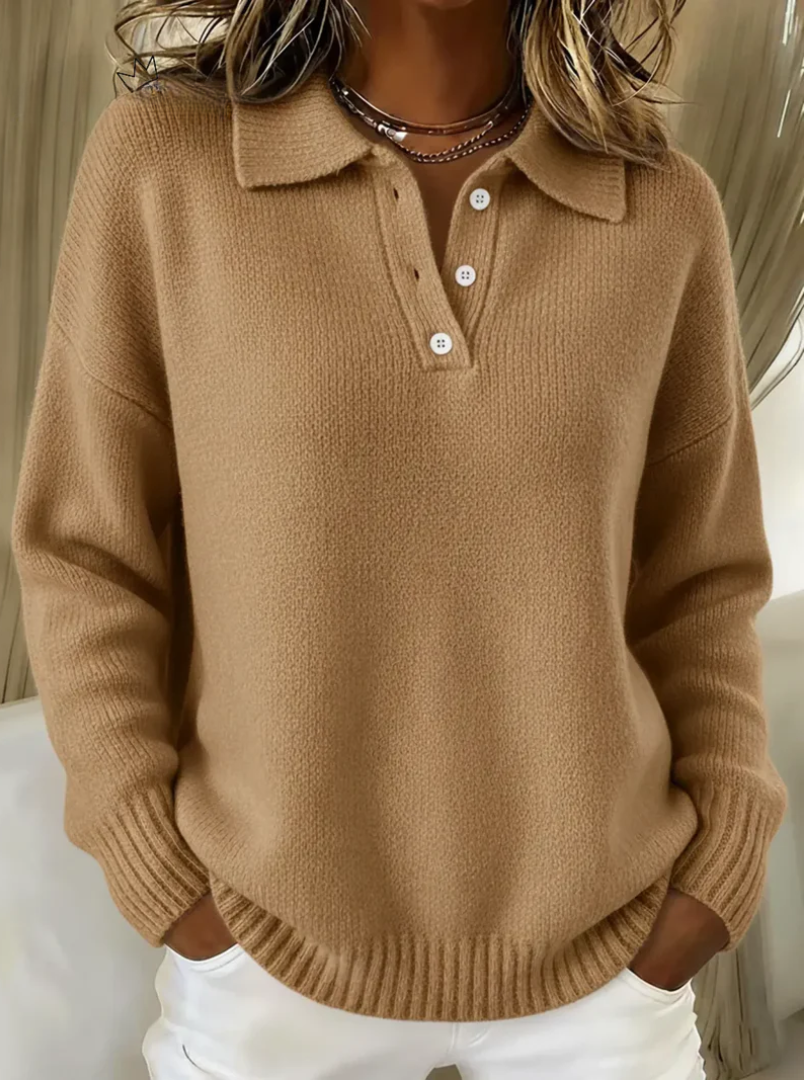 Grace™ - Soft Knit Polo Sweater