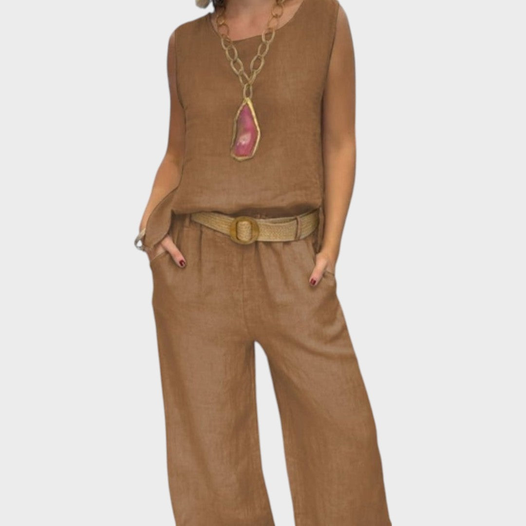 Grace™ | Irmelie – Sleeveless Linen Set with Relaxed Waist