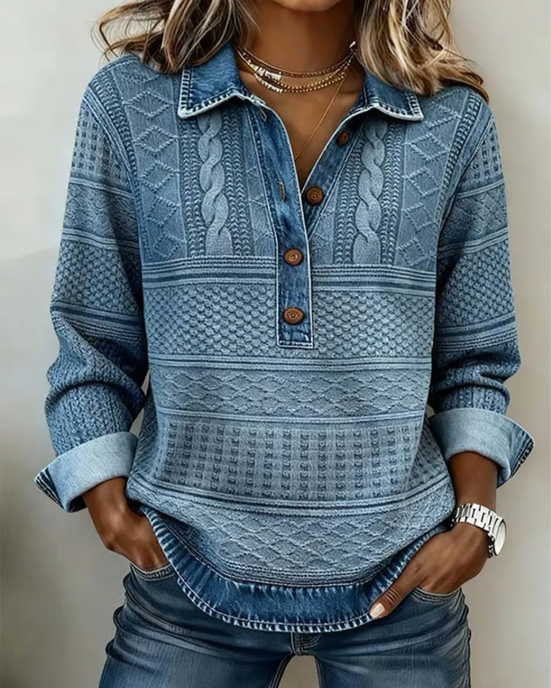 Grace™ - Trendy Sweatshirt with Half Button and Collar