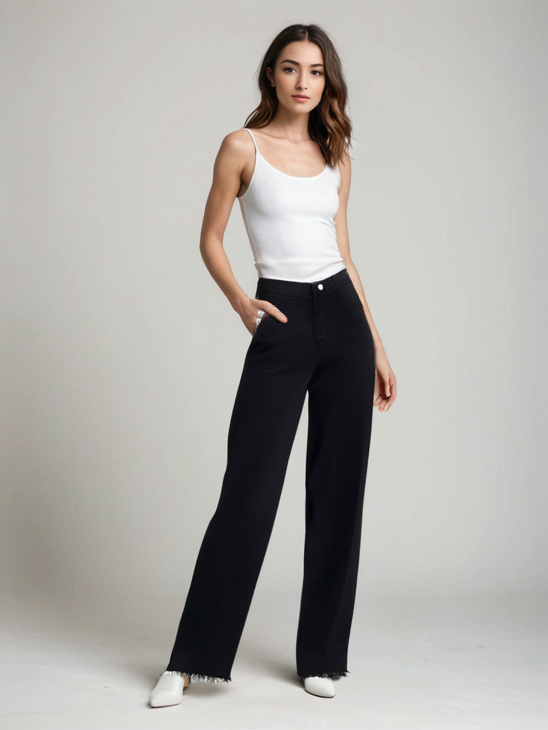 Grace™ | Elegant Black Jeans with Raw Finish