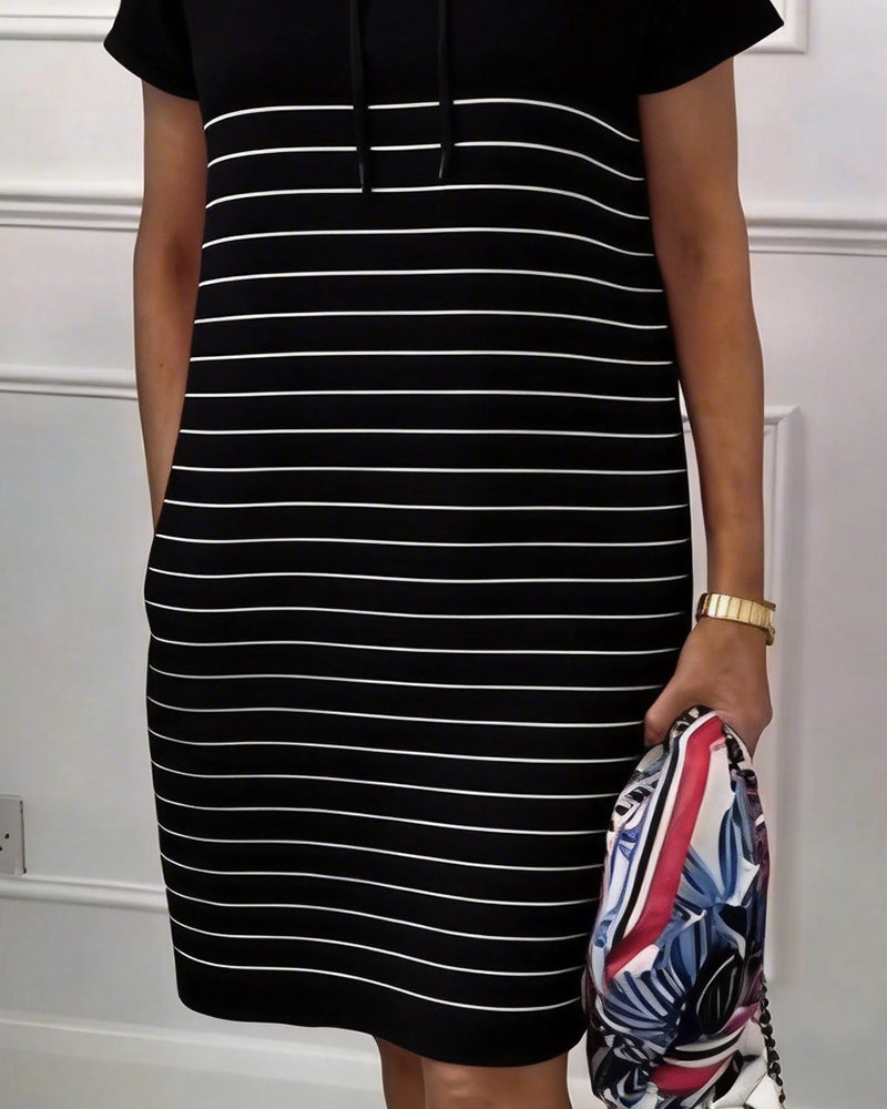 Grace™ - Women's Hooded Striped Comfortable Casual Dress for Everyday