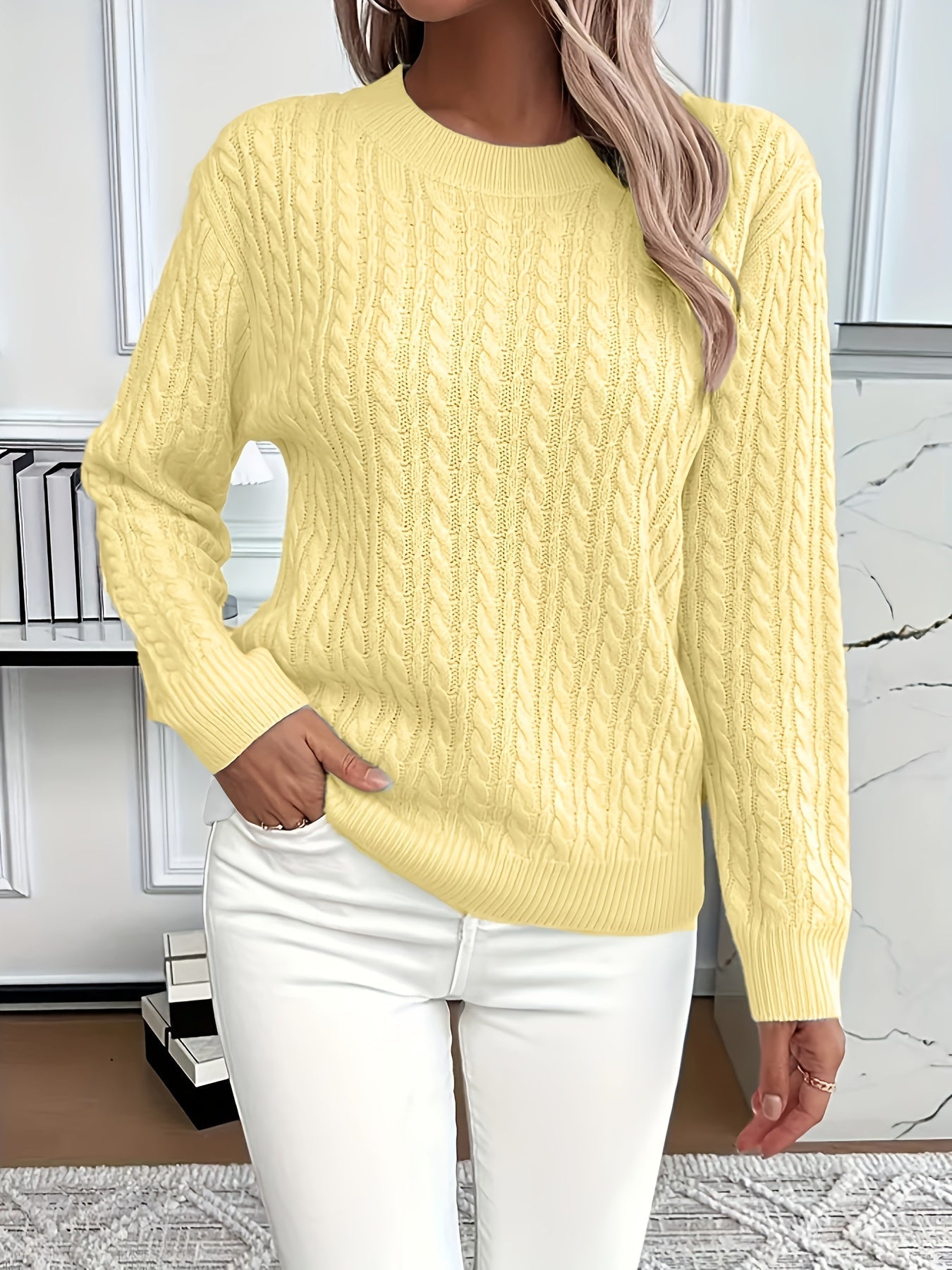 Grace™ - Elegant warm cable knit sweater