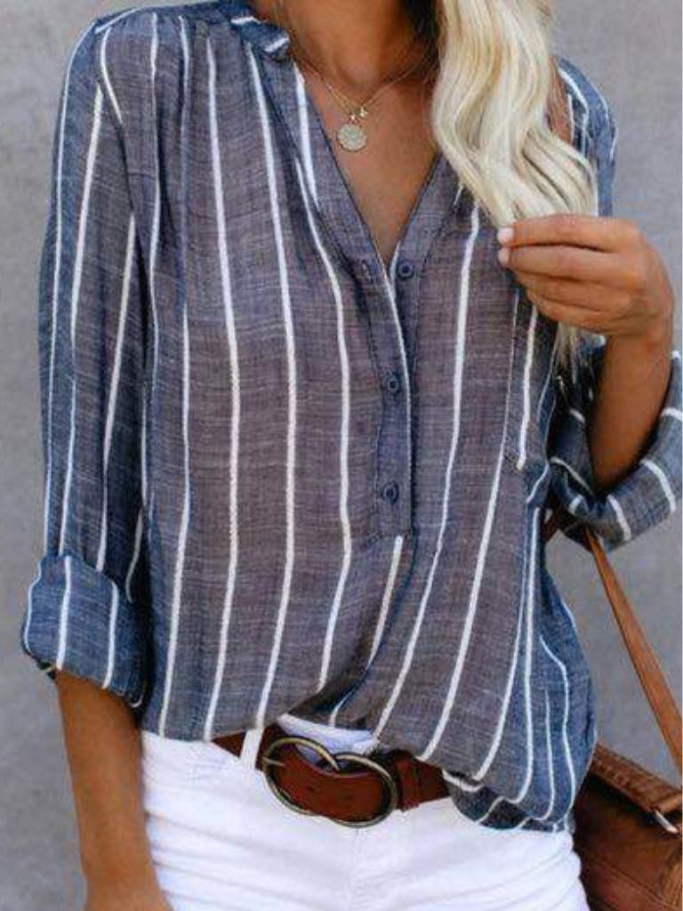 Grace™ Striped Button Blouse