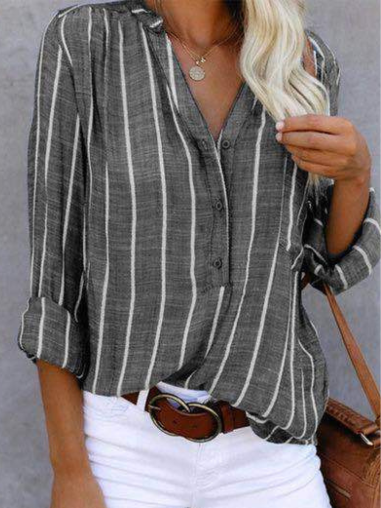 Grace™ Striped Button Blouse
