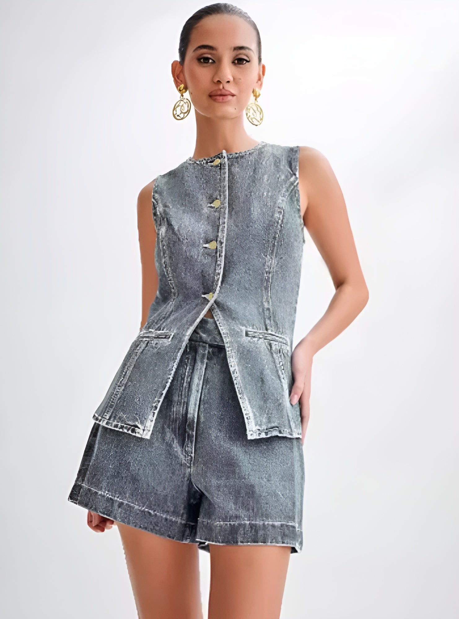 Grace™ | Trendy Denim Set with Buttons