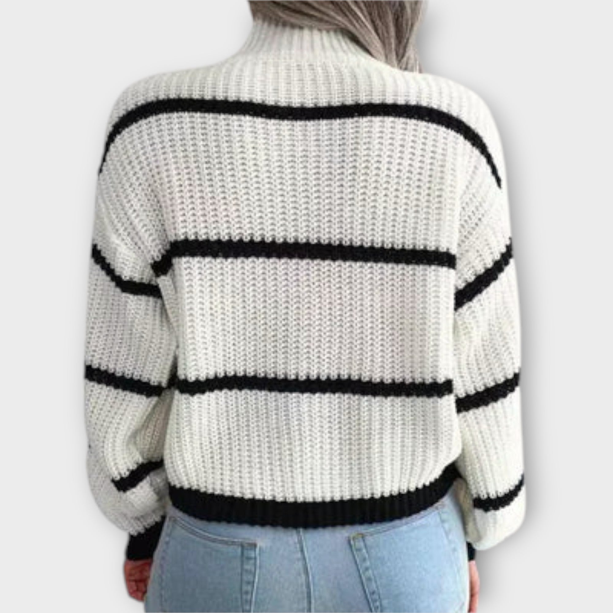 Grace™ - High Neck Sweater with Stripes