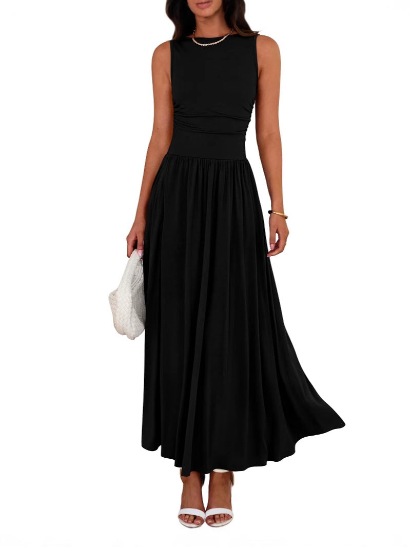 Grace™- Chic Sleeveless Ruched High-Waisted Maxi Dress
