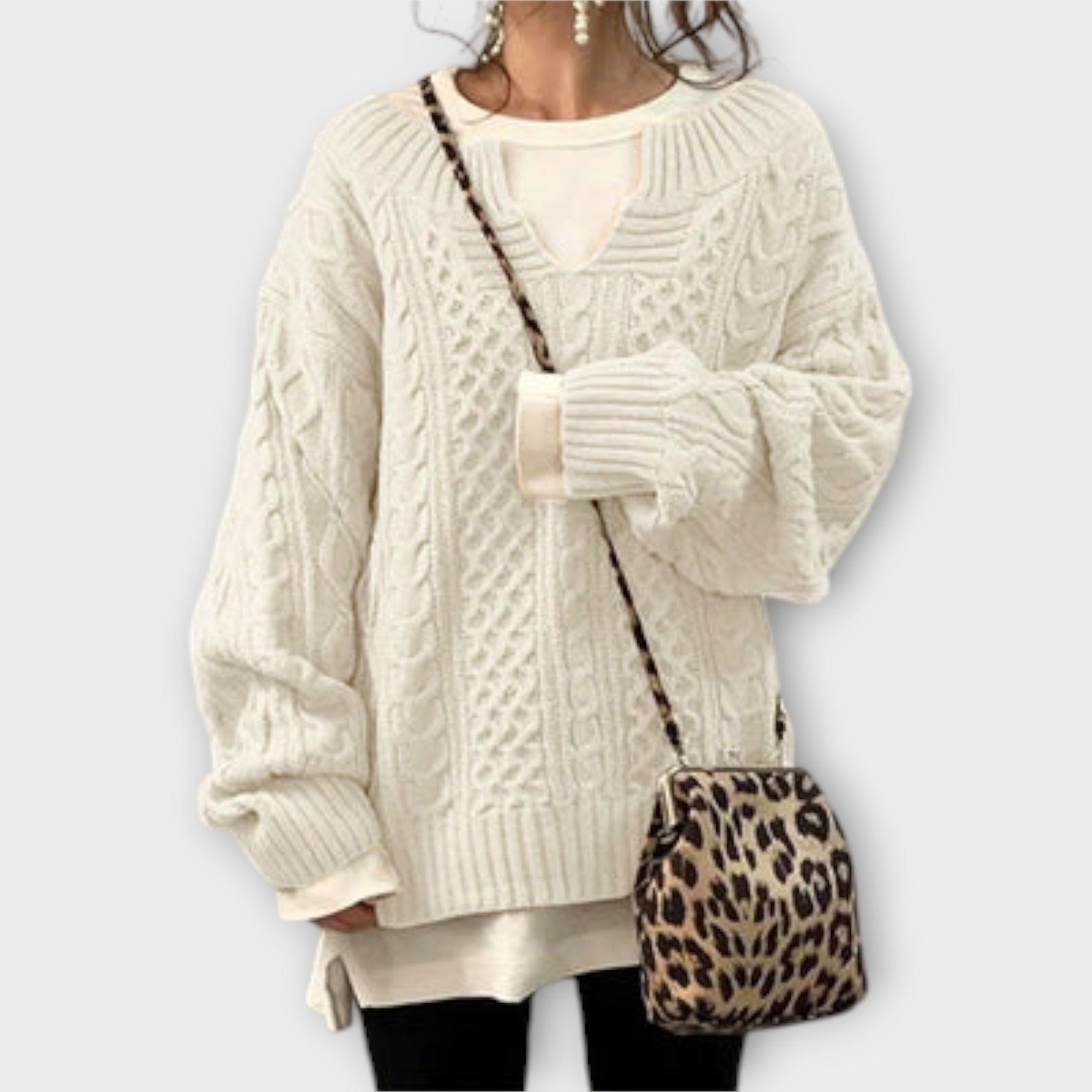 Grace™ Oversized Braided Pattern Sweater