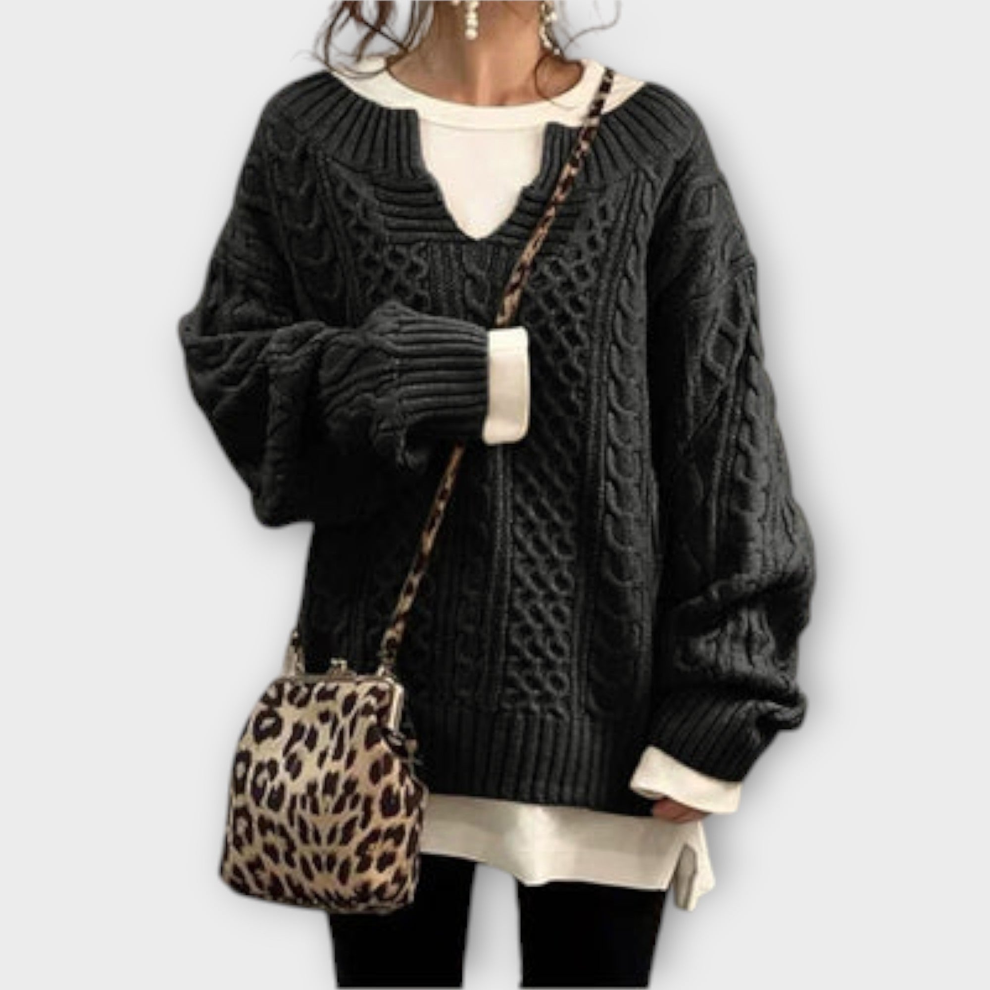 Grace™ Oversized Braided Pattern Sweater