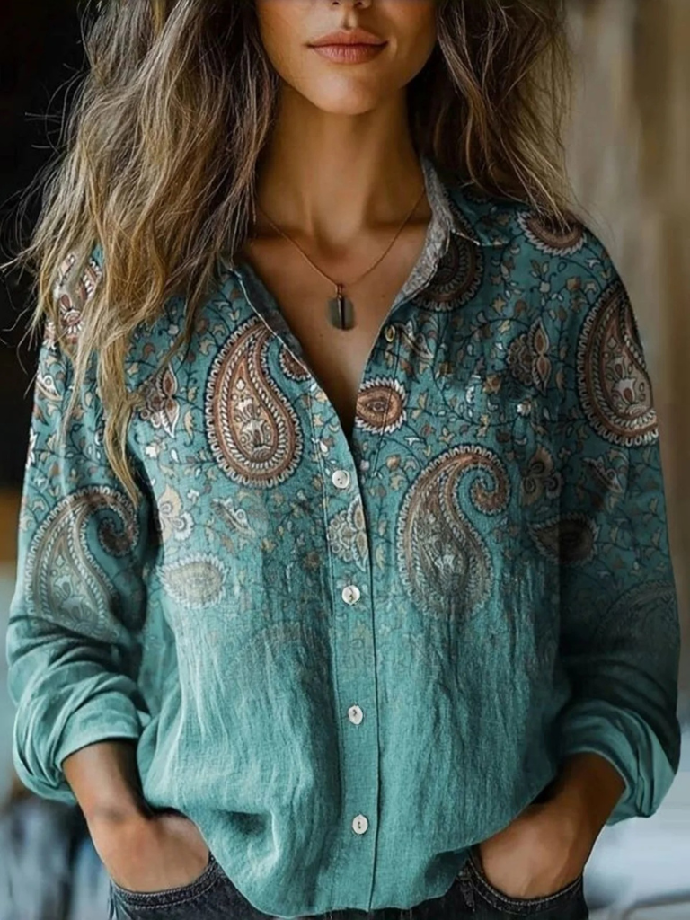 Grace™ Retro Long-Sleeve Blouse