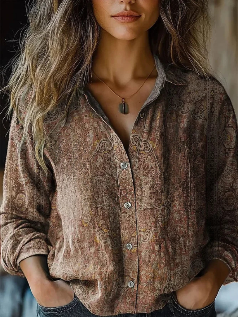 Grace™ Retro Long-Sleeve Blouse