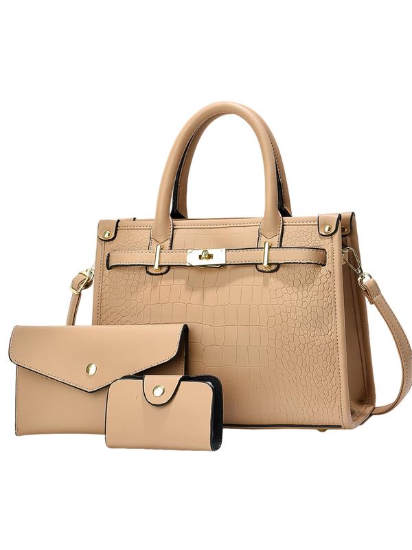 Grace™ - Crocodile Embossed PU Leather Large Capacity Handbag Set
