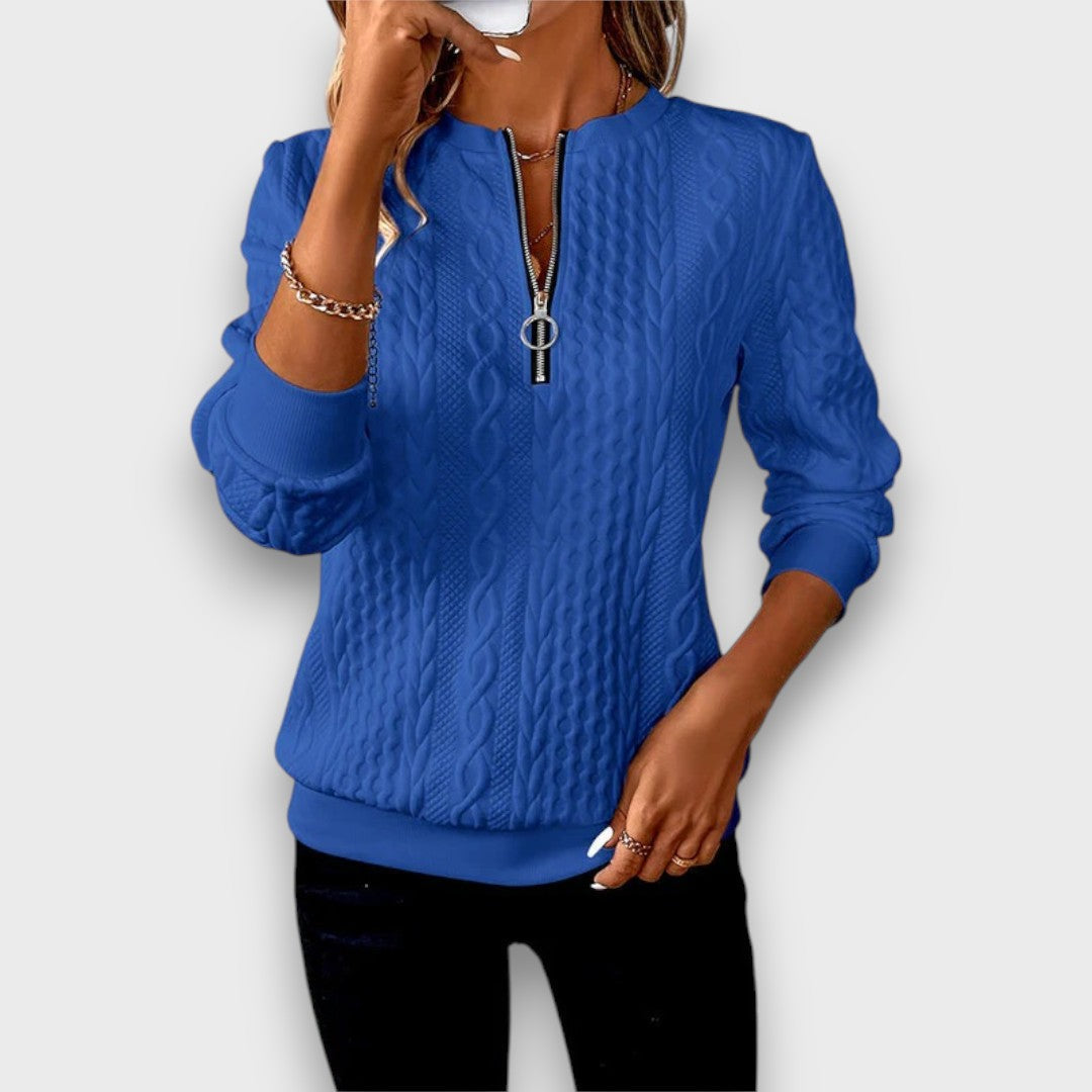Grace™ - Cable-Knit Zip Front Sweater