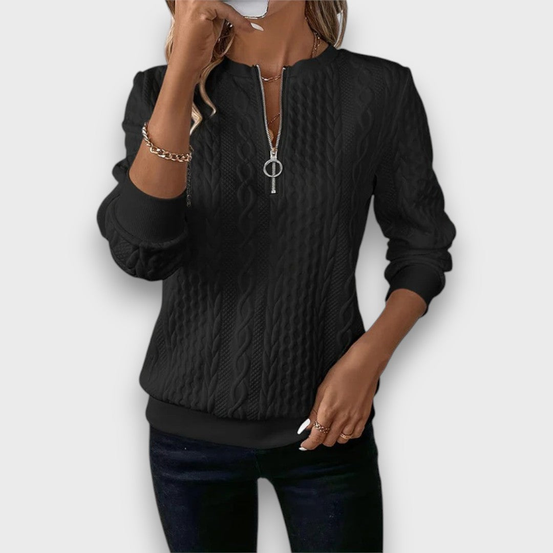 Grace™ - Cable-Knit Zip Front Sweater