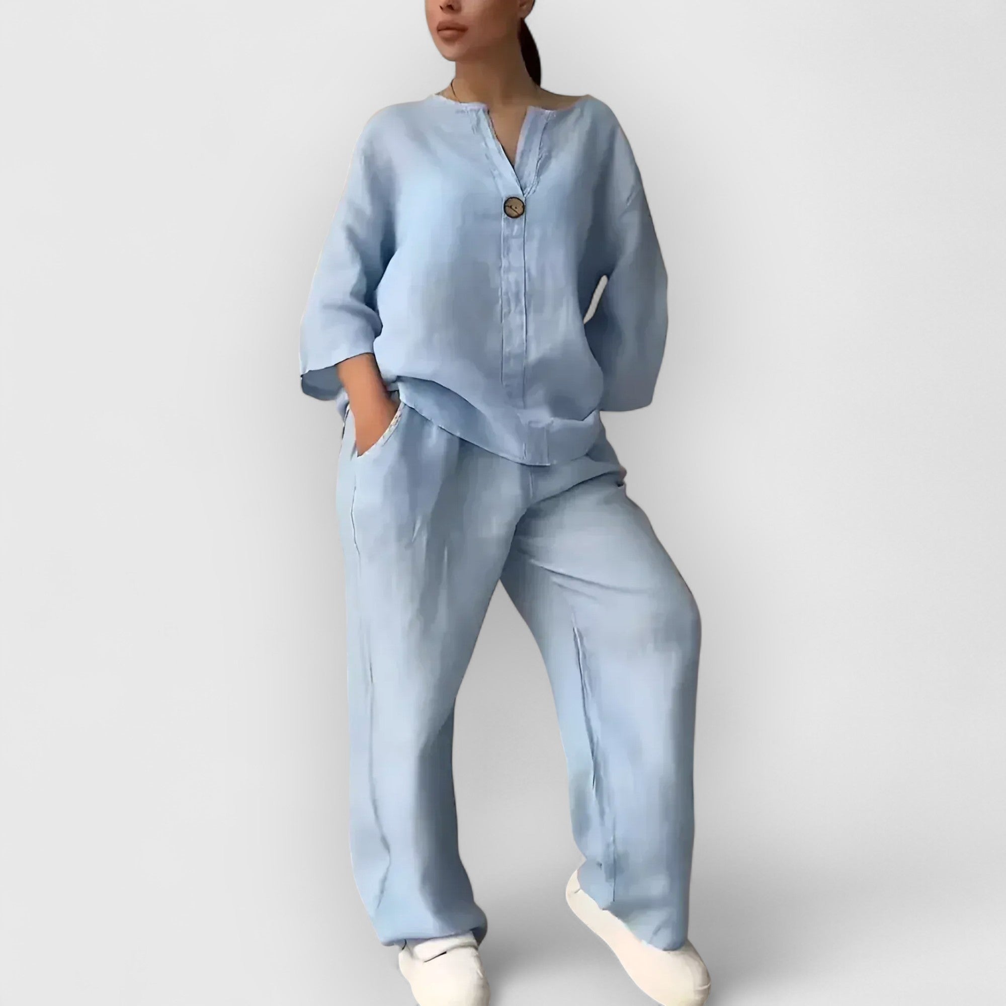 Grace™ | Margherita – Two-Piece Linen Set in Relaxed and Elegant Style