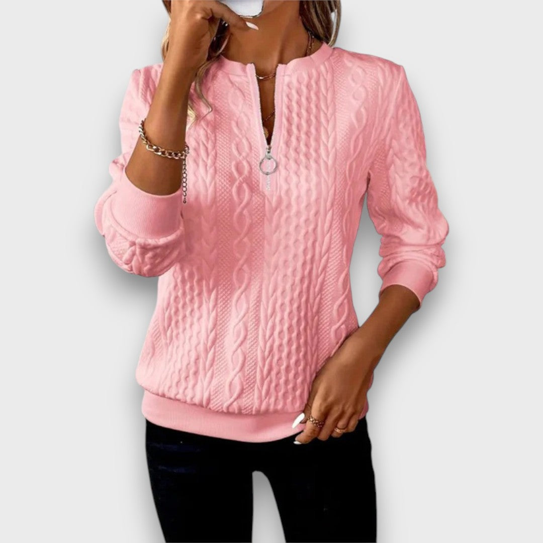 Grace™ - Cable-Knit Zip Front Sweater