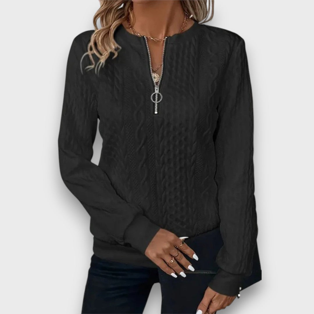 Grace™ - Cable-Knit Zip Front Sweater