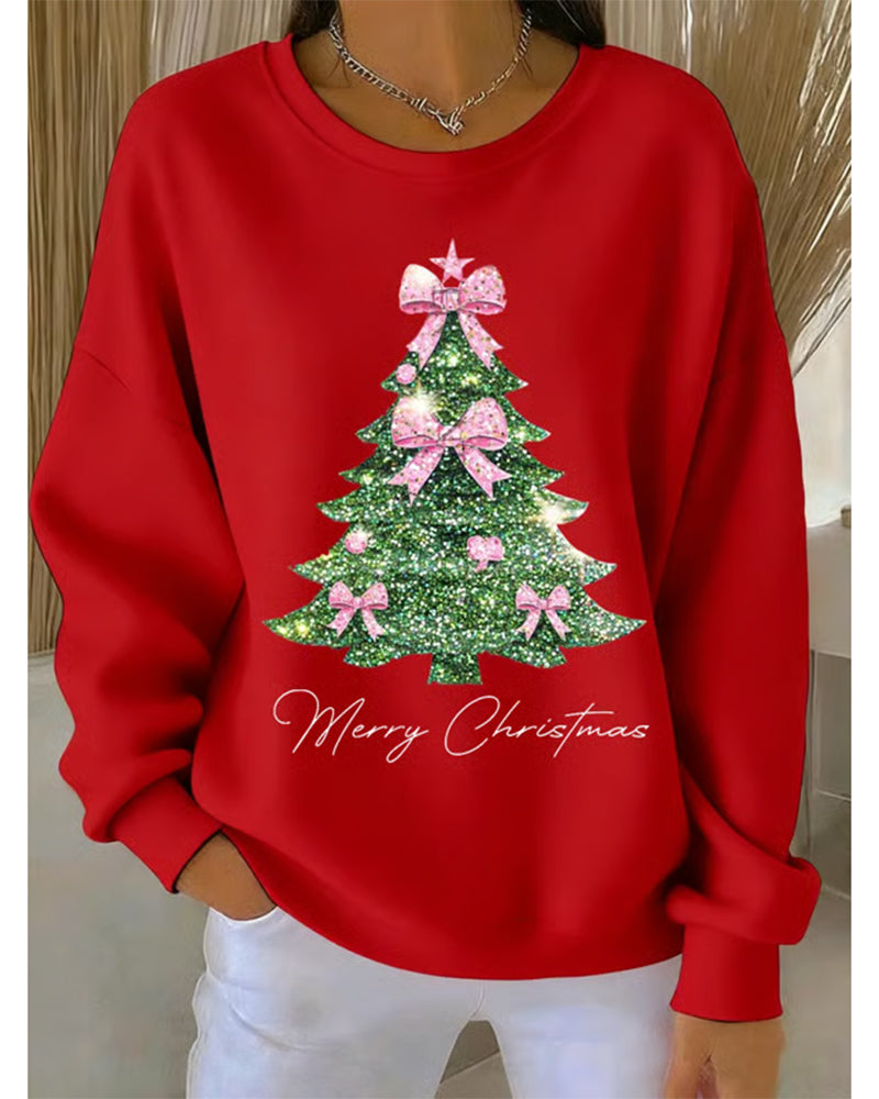 Grace™ - Round Neck Long Sleeve Christmas Print Sweatshirt