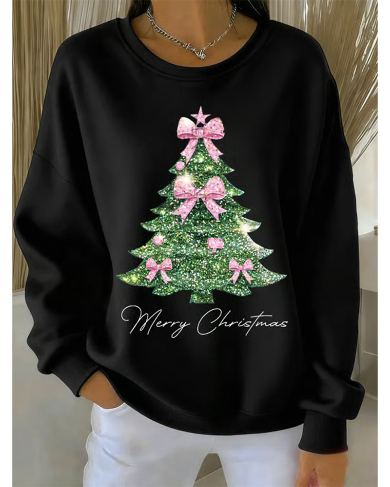 Grace™ - Round Neck Long Sleeve Christmas Print Sweatshirt