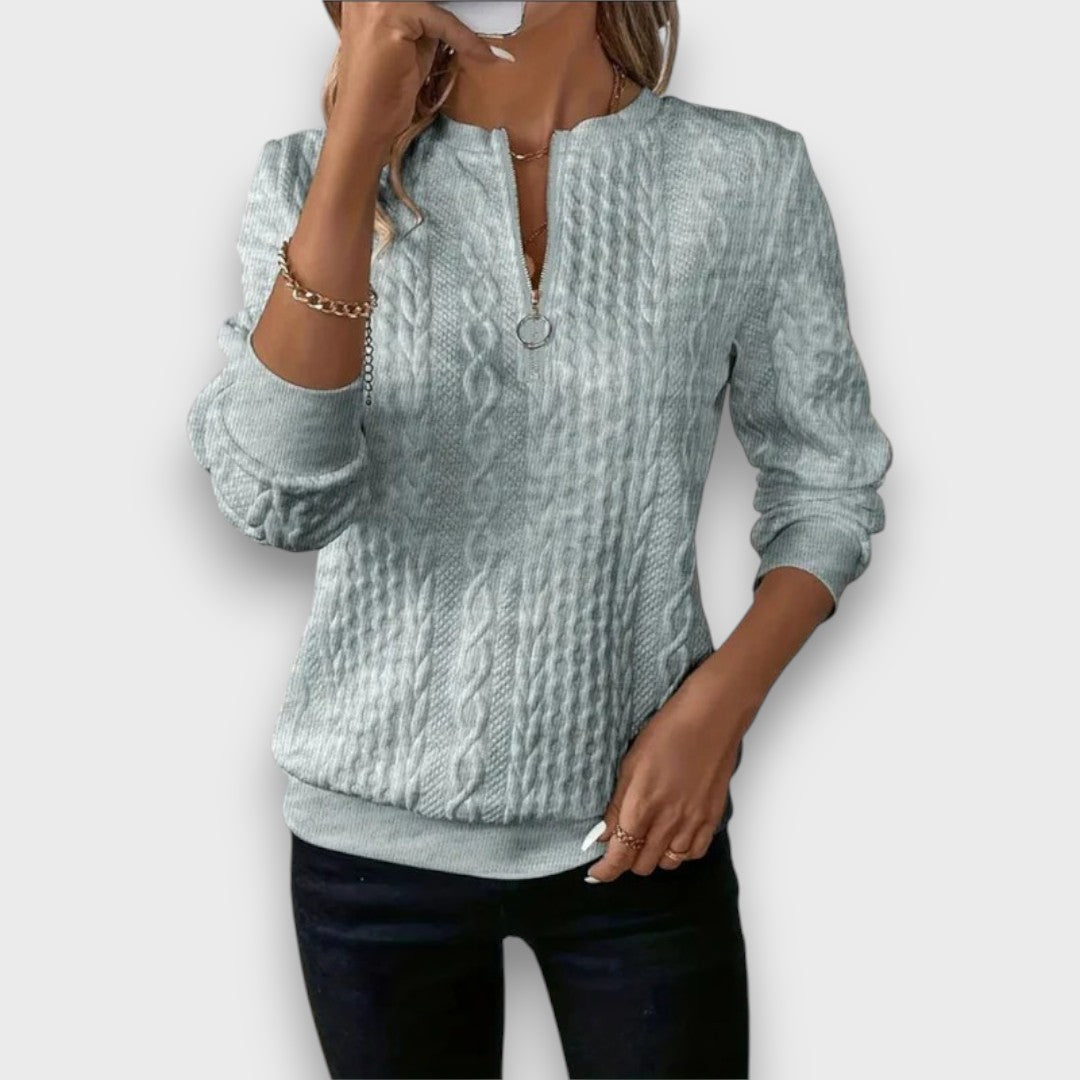 Grace™ - Cable-Knit Zip Front Sweater
