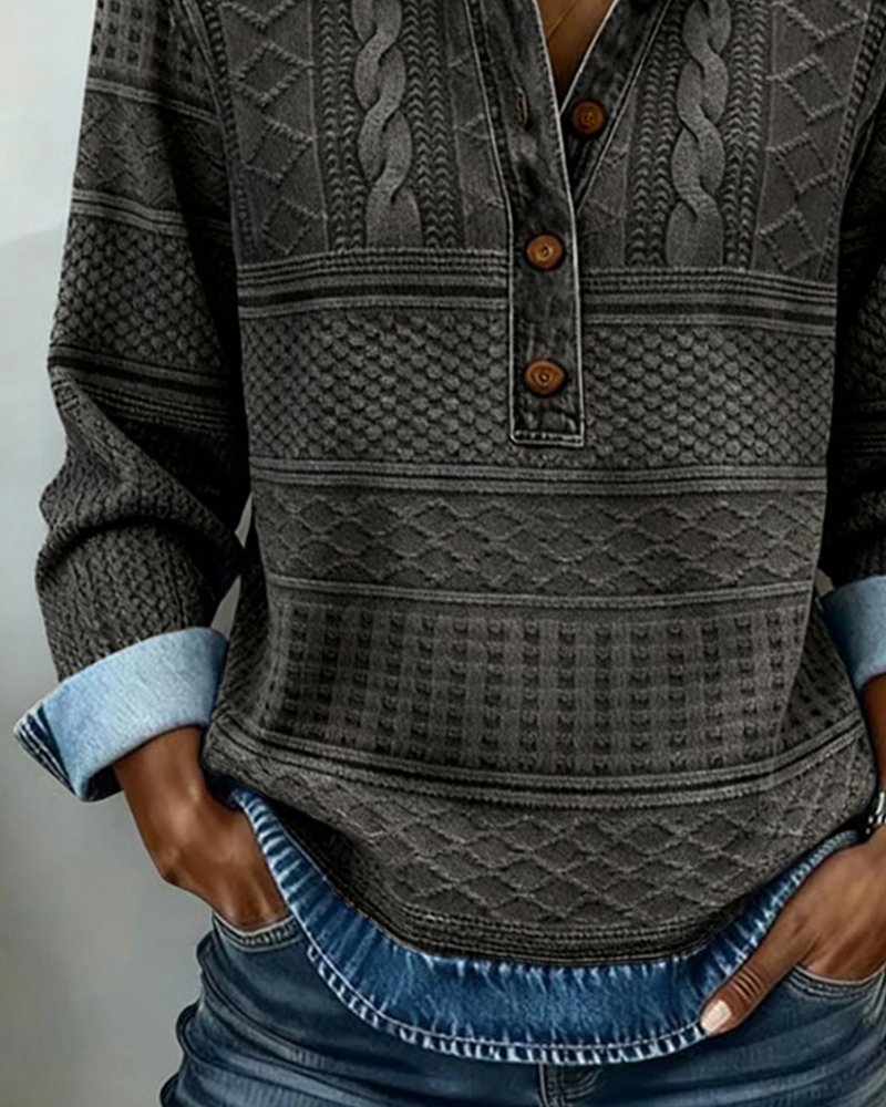 Grace™ - Trendy Sweatshirt with Half Button and Collar