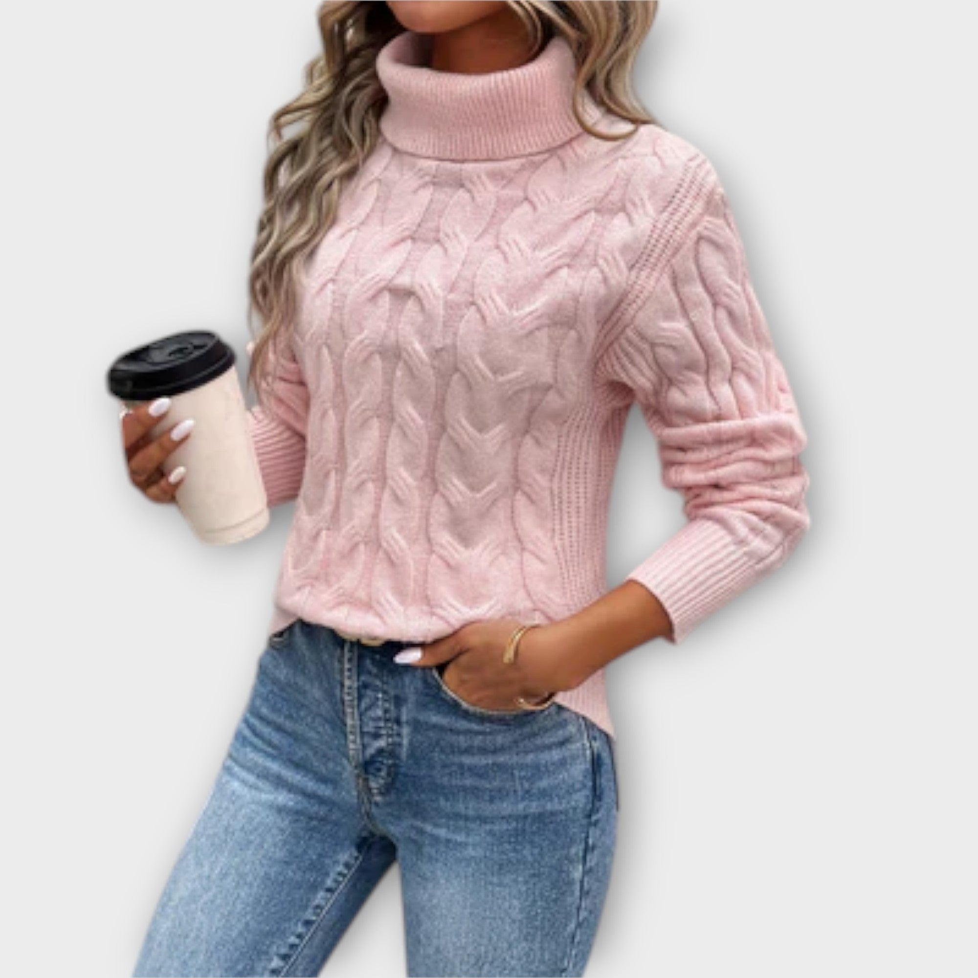 Grace™ – Elegant High Neck Knit Sweater