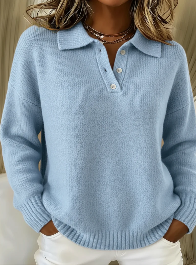 Grace™ - Soft Knit Polo Sweater