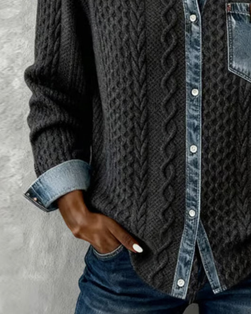 Grace™ - Shirt with Long Sleeves and Denim Details