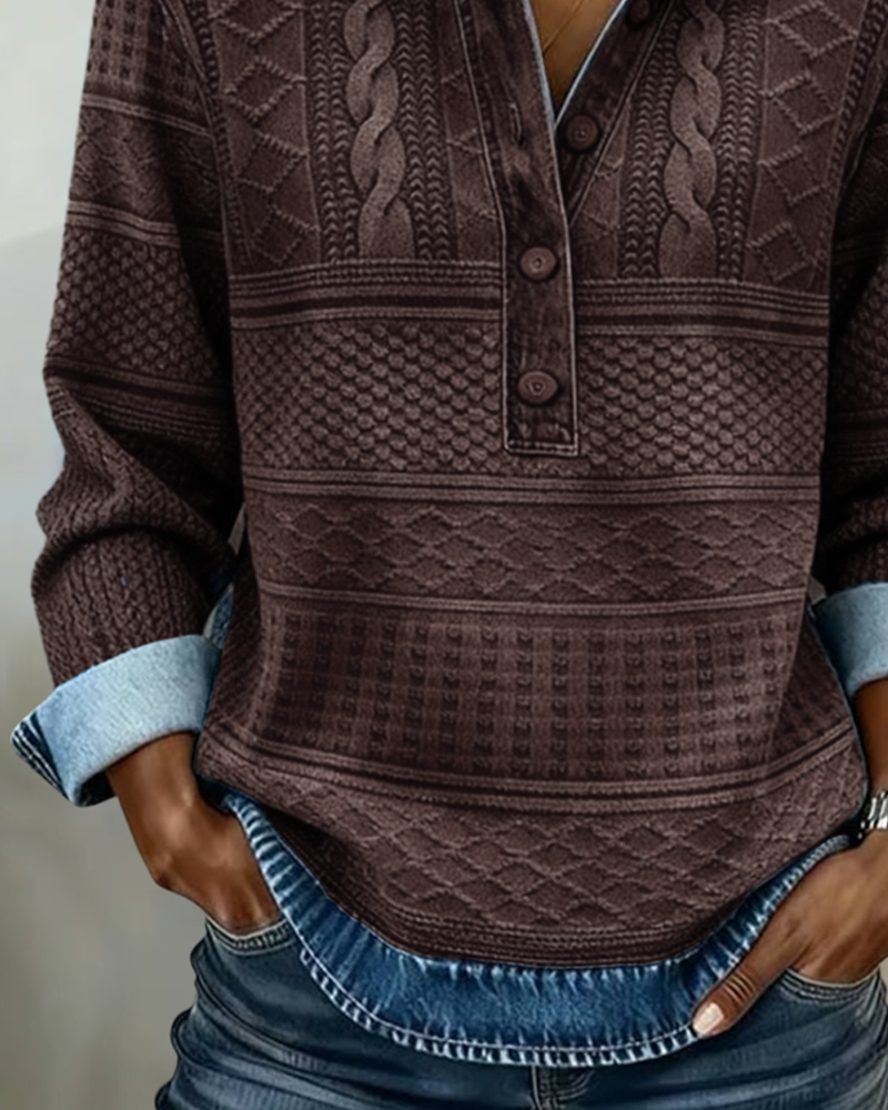 Grace™ - Trendy Sweatshirt with Half Button and Collar