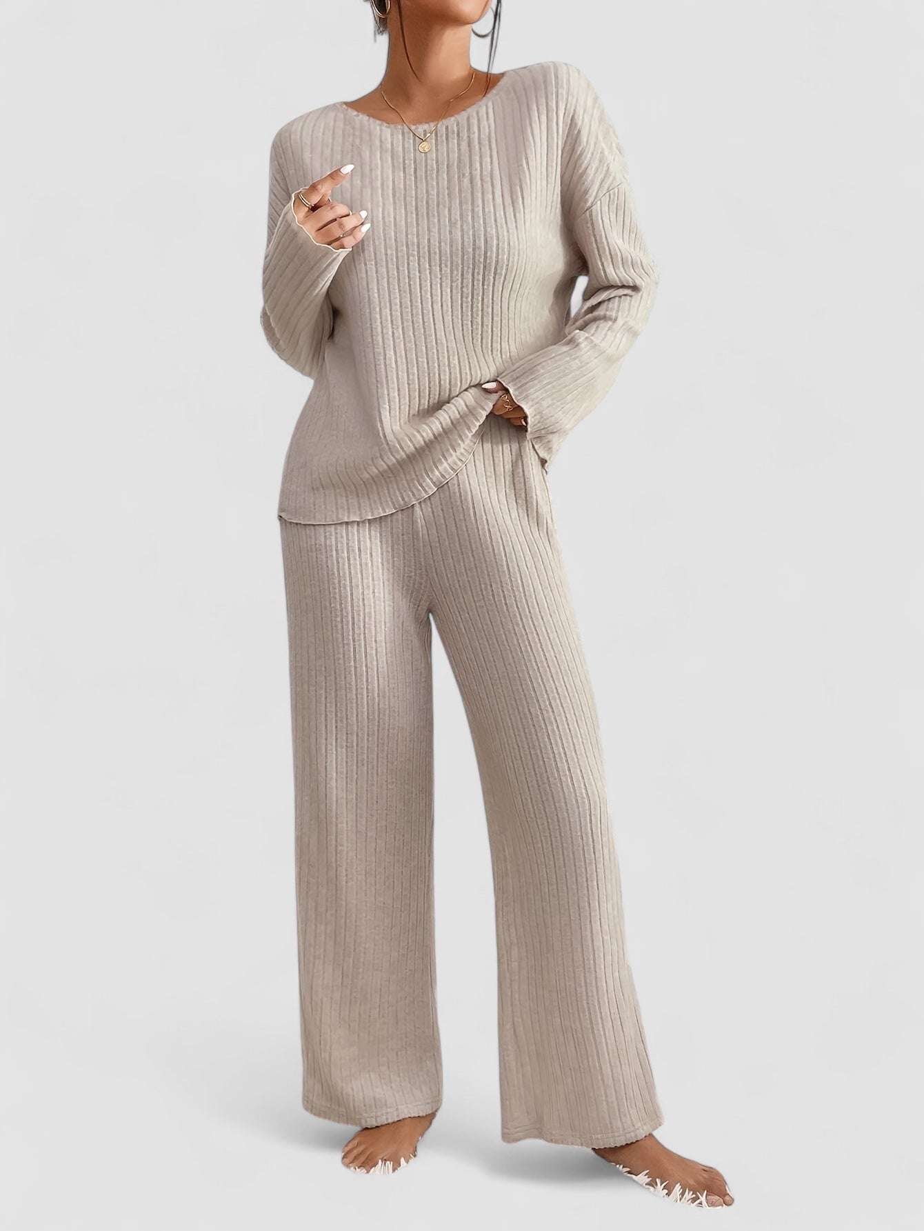 Grace™ | Elegant Set for Women with Ribbed Sweater and Straight Pants