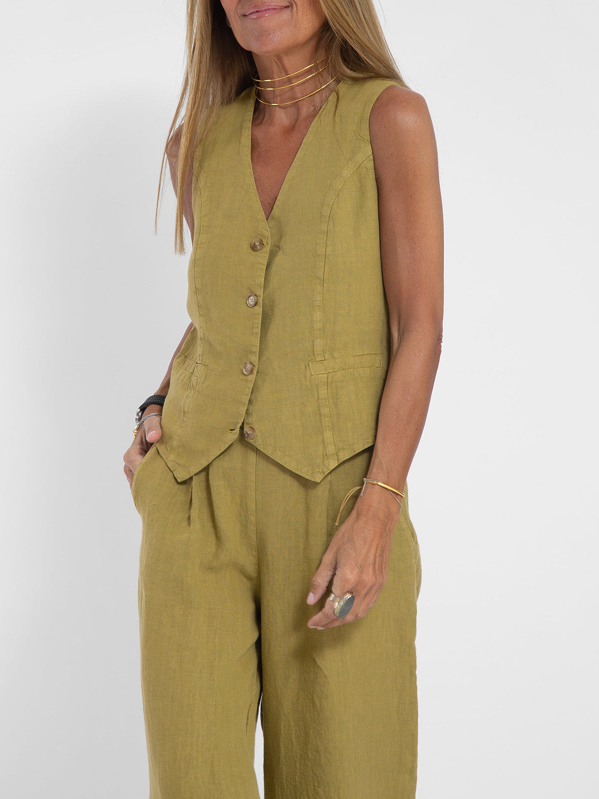 Grace™ | Buttoned Vest and Wide Pants