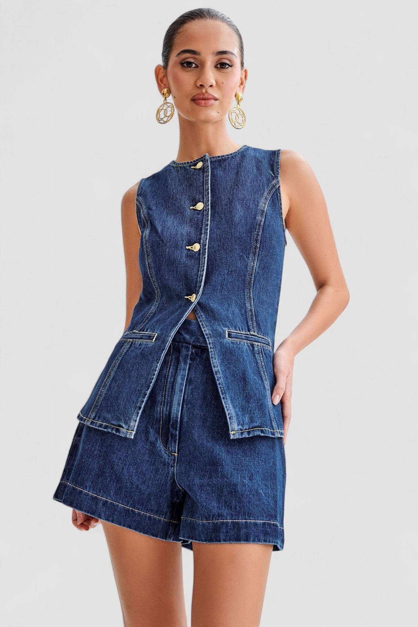Grace™ | Trendy Denim Set with Buttons