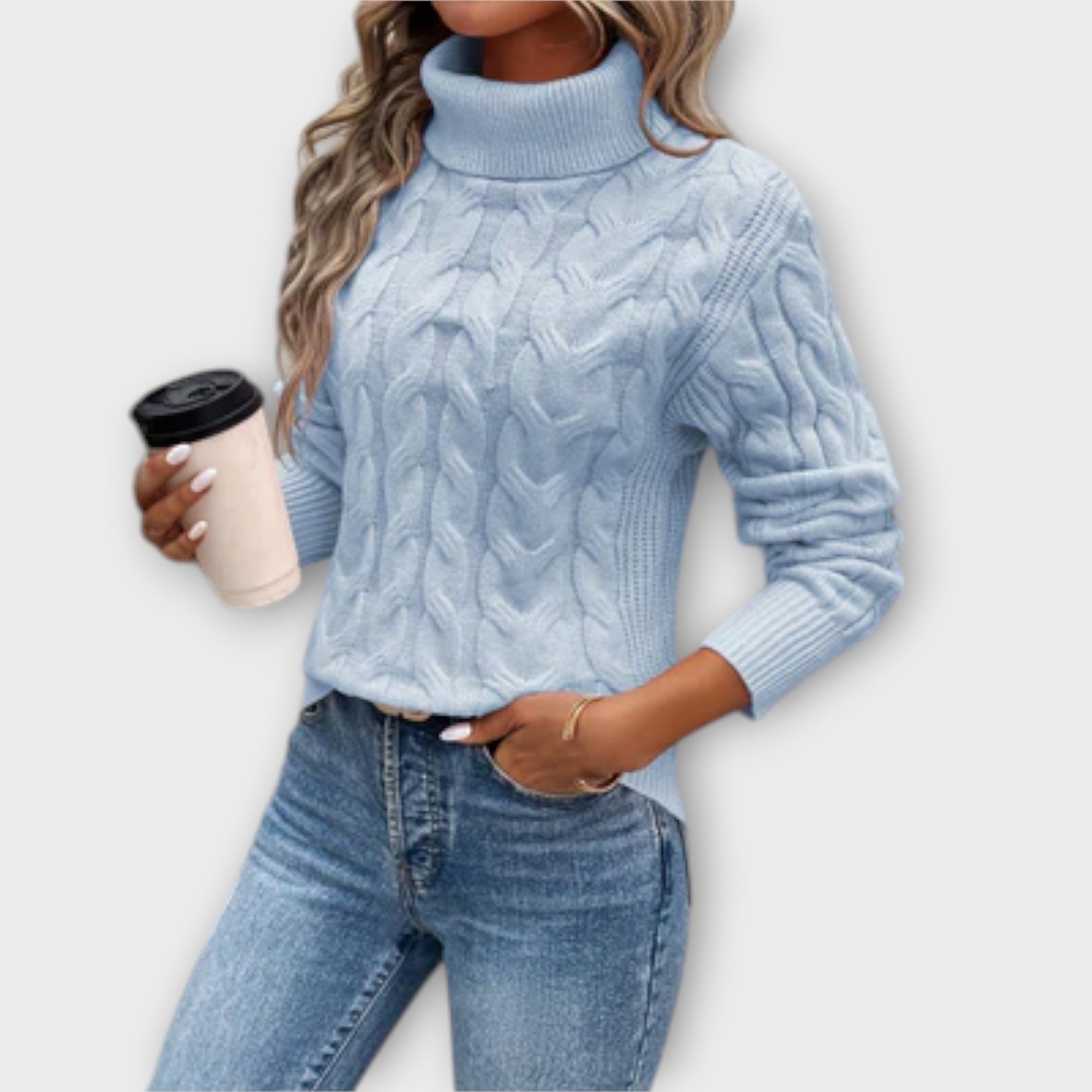 Grace™ – Elegant High Neck Knit Sweater